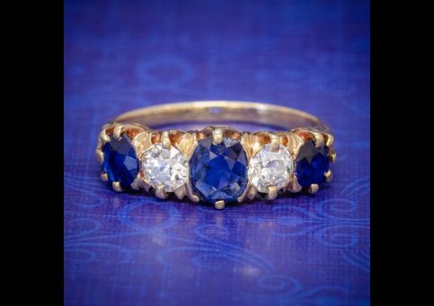 ANTIQUE VICTORIAN SAPPHIRE DIAMOND RING 18CT GOLD 1.20CT SAPPHIRE CIRCA 1900 cover